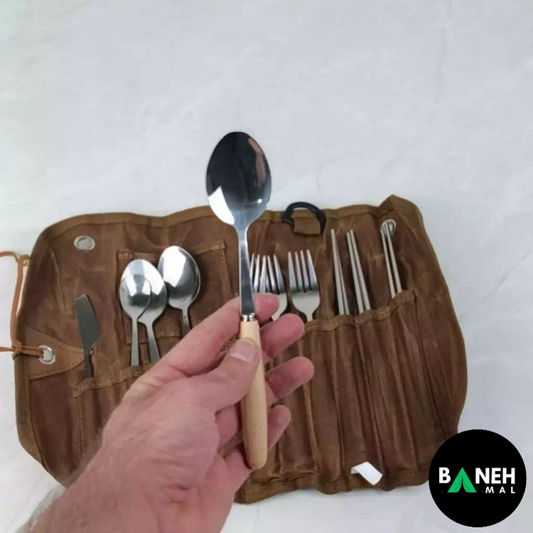 ست قاشق چنگال 3 نفره با کیف چرمی ماونتین هایکر مدل SZK453
