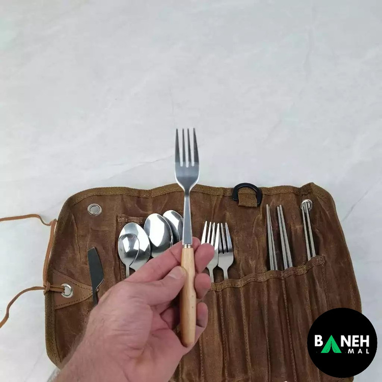 ست قاشق چنگال 3 نفره با کیف چرمی ماونتین هایکر مدل SZK453