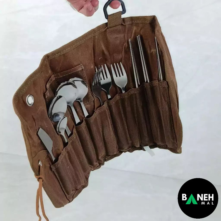 ست قاشق چنگال 3 نفره با کیف چرمی ماونتین هایکر مدل SZK453