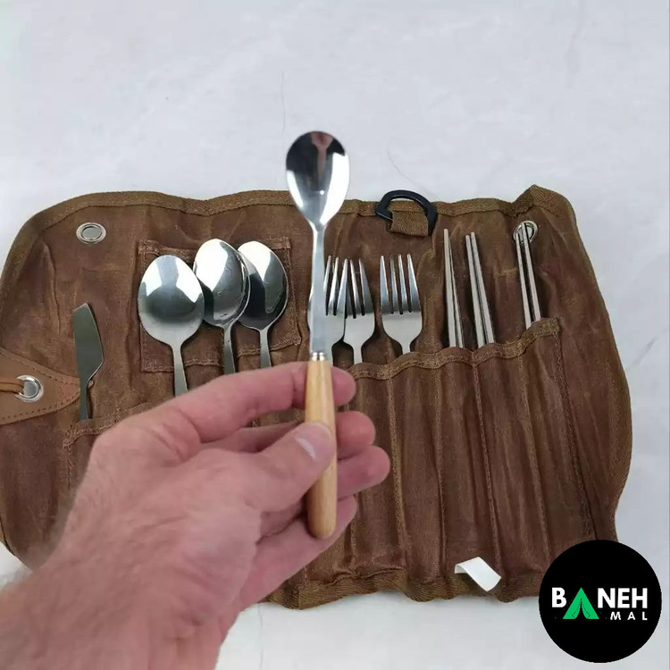 ست قاشق چنگال 3 نفره با کیف چرمی ماونتین هایکر مدل SZK453