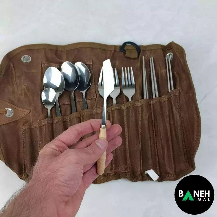 ست قاشق چنگال 3 نفره با کیف چرمی ماونتین هایکر مدل SZK453