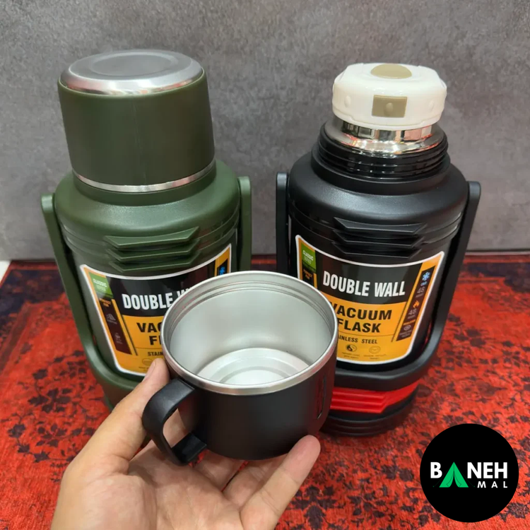 فلاسک دوجداره استیل دوبل وال با حفظ دمای 48 ساعته (ظرفیت 1.8 و 3 لیتر)