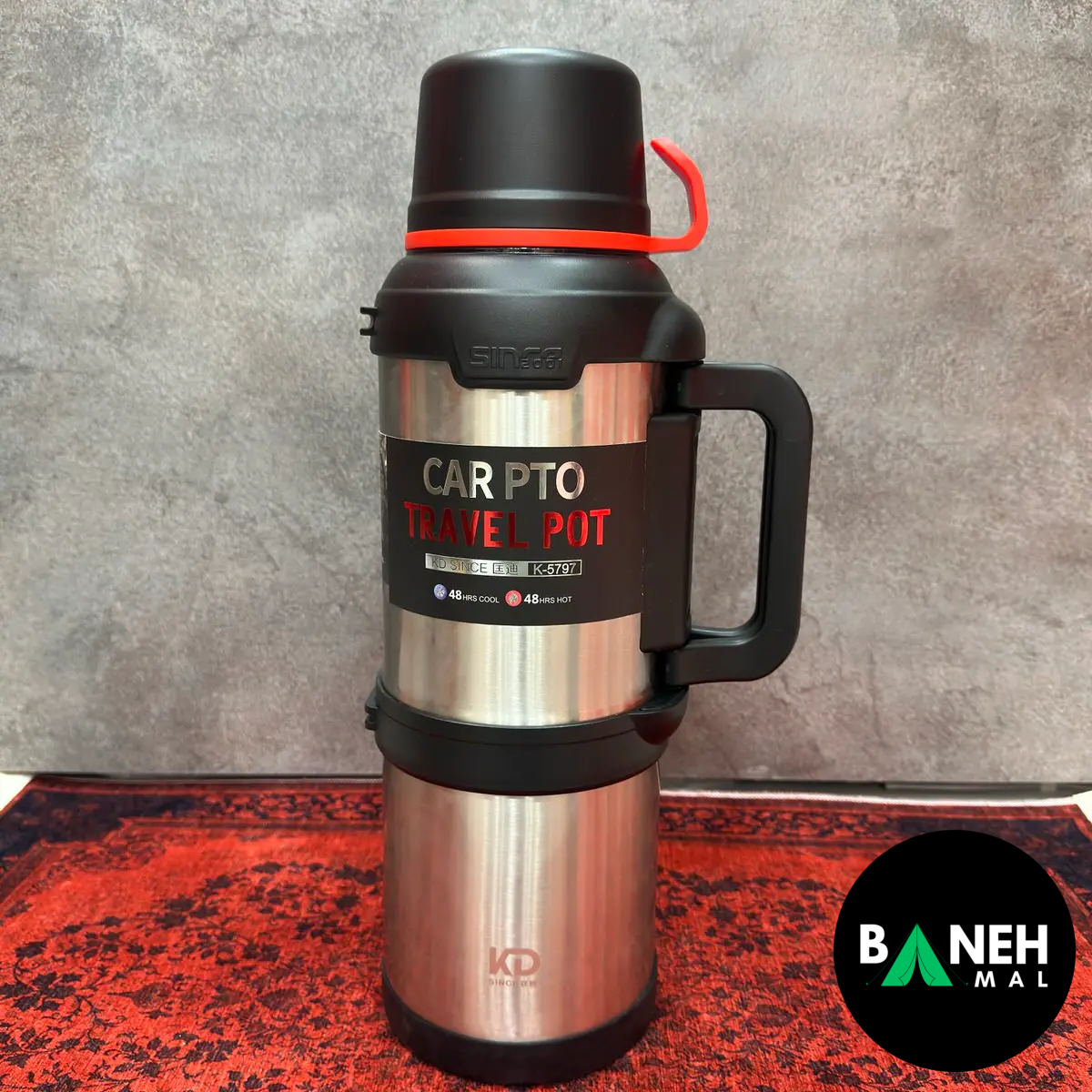 فلاسک وکیوم 4 لیتری KD مدل K-5797 استیل دوجداره با حفظ دمای 48 ساعته