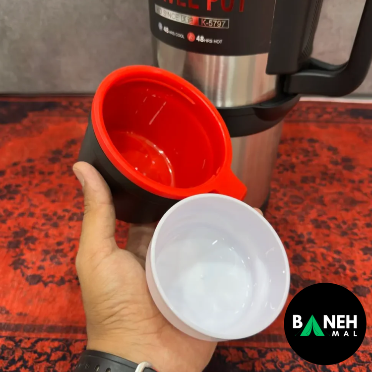 فلاسک وکیوم 4 لیتری KD مدل K-5797 استیل دوجداره با حفظ دمای 48 ساعته