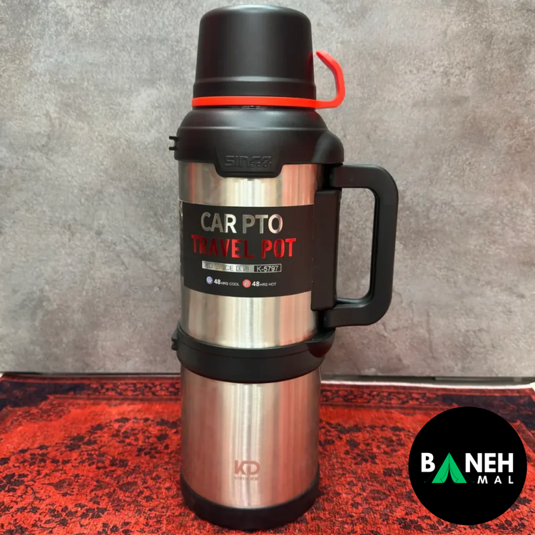 فلاسک وکیوم 4 لیتری KD مدل K-5797 استیل دوجداره با حفظ دمای 48 ساعته