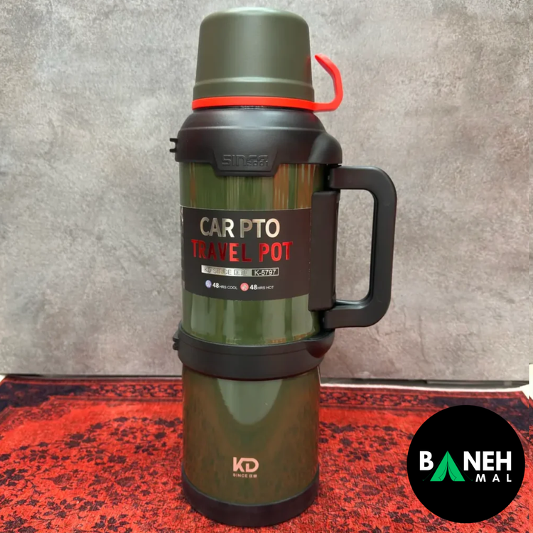 فلاسک وکیوم 4 لیتری KD مدل K-5797 استیل دوجداره با حفظ دمای 48 ساعته